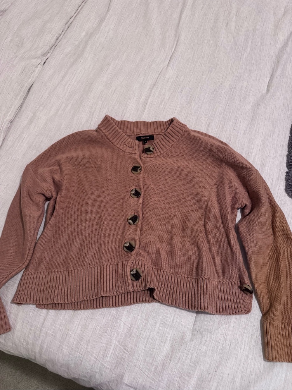 Quince Dusty Rose Button-Front Women's Cardigan